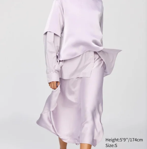 Uniqlo C Satin Oversized Shirr in Lilac, Sold Out, Rare, Ltd Edition, Small, GUC - Picture 2 of 2